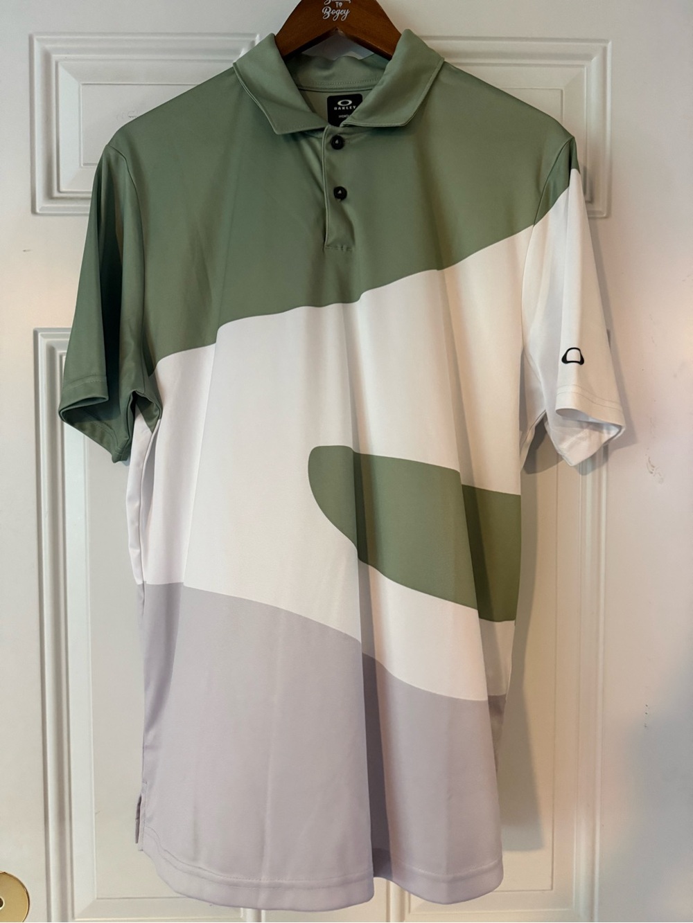 Oakley Olive Green, White & Light Gray Block Polo
